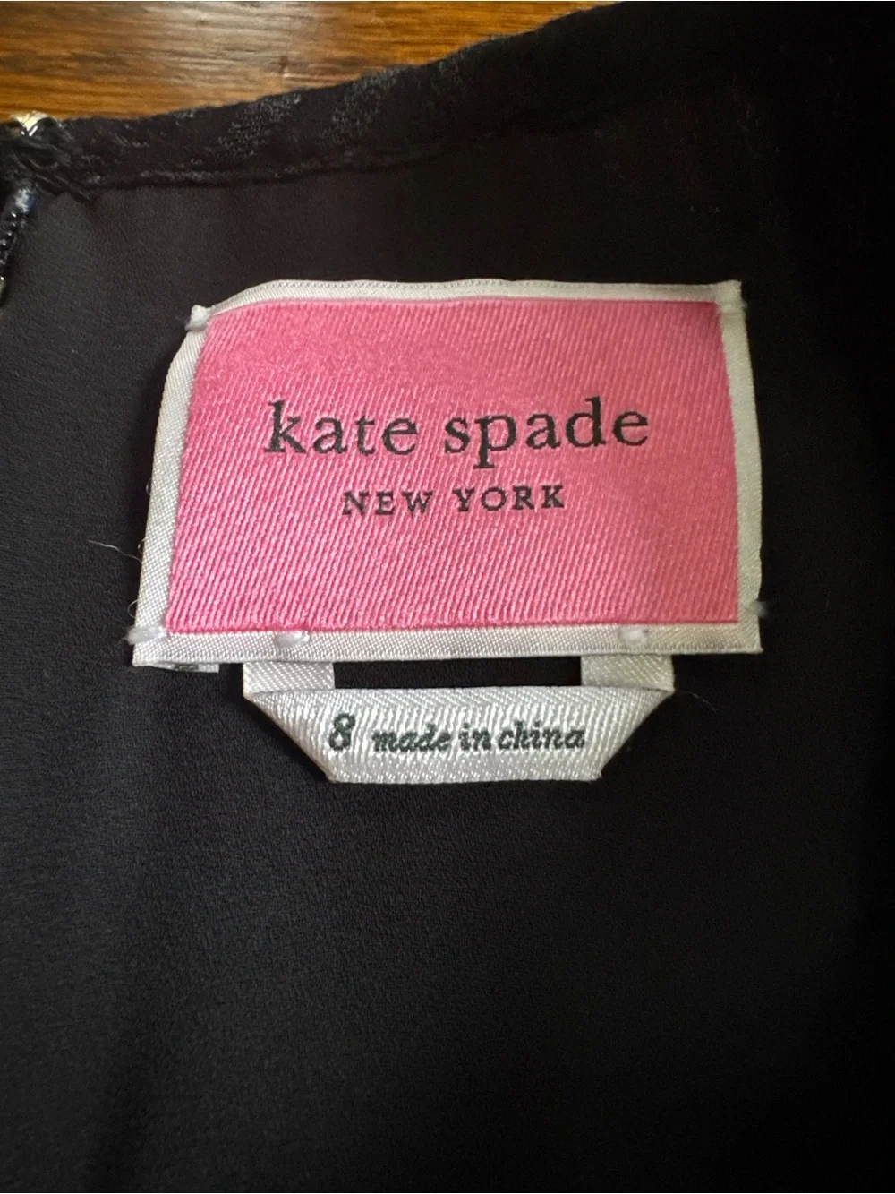 Kate Spade New York Black A-Line Round Neck Keyhole Pleated Georgette Dress 8